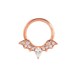Gemmed Bat Seamless Ring – 14K Gold Winged Silhouette with Pavé Detail - piercing-zone.com