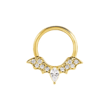 Gemmed Bat Seamless Ring – 14K Gold Winged Silhouette with Pavé Detail - piercing-zone.com