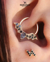 Gemmed Bat Seamless Ring – 14K Gold Winged Silhouette with Pavé Detail - piercing - zone.com