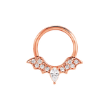 Gemmed Bat Seamless Ring – 14K Gold Winged Silhouette with Pavé Detail - piercing - zone.com