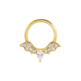 Gemmed Bat Seamless Ring – 14K Gold Winged Silhouette with Pavé Detail - piercing - zone.com