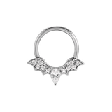 Gemmed Bat Seamless Ring – 14K Gold Winged Silhouette with Pavé Detail - piercing - zone.com
