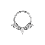 Gemmed Bat Seamless Ring – 14K Gold Winged Silhouette with Pavé Detail - piercing-zone.com