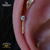 Gemmed Blade – 14K/18K Gold Gemstone Threadless End - piercing - zone.com