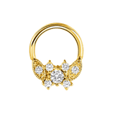 Gemmed Butterfly Seamless Ring – 14K Gold Seven-Gem Design - piercing-zone.com