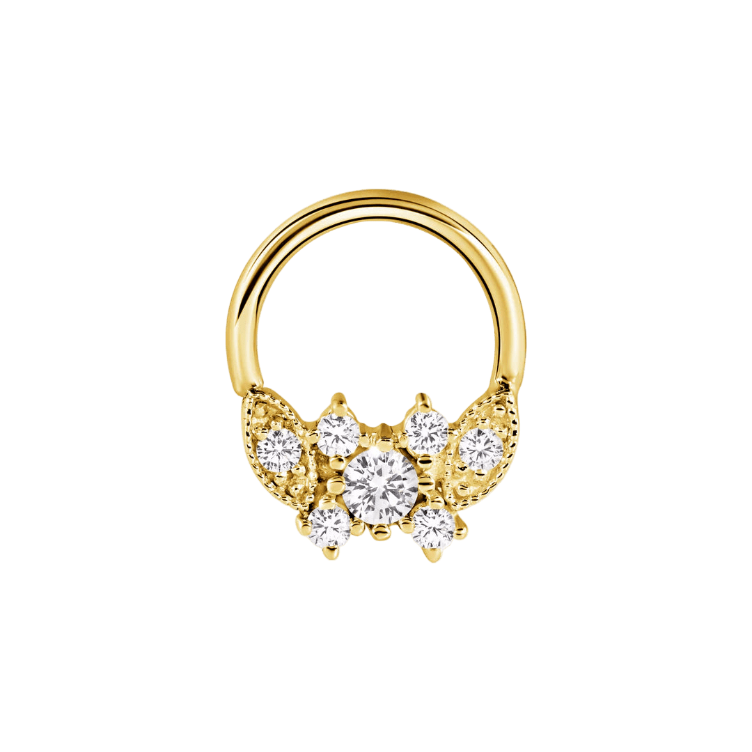 Gemmed Butterfly Seamless Ring – 14K Gold Seven - Gem Design - piercing - zone.com