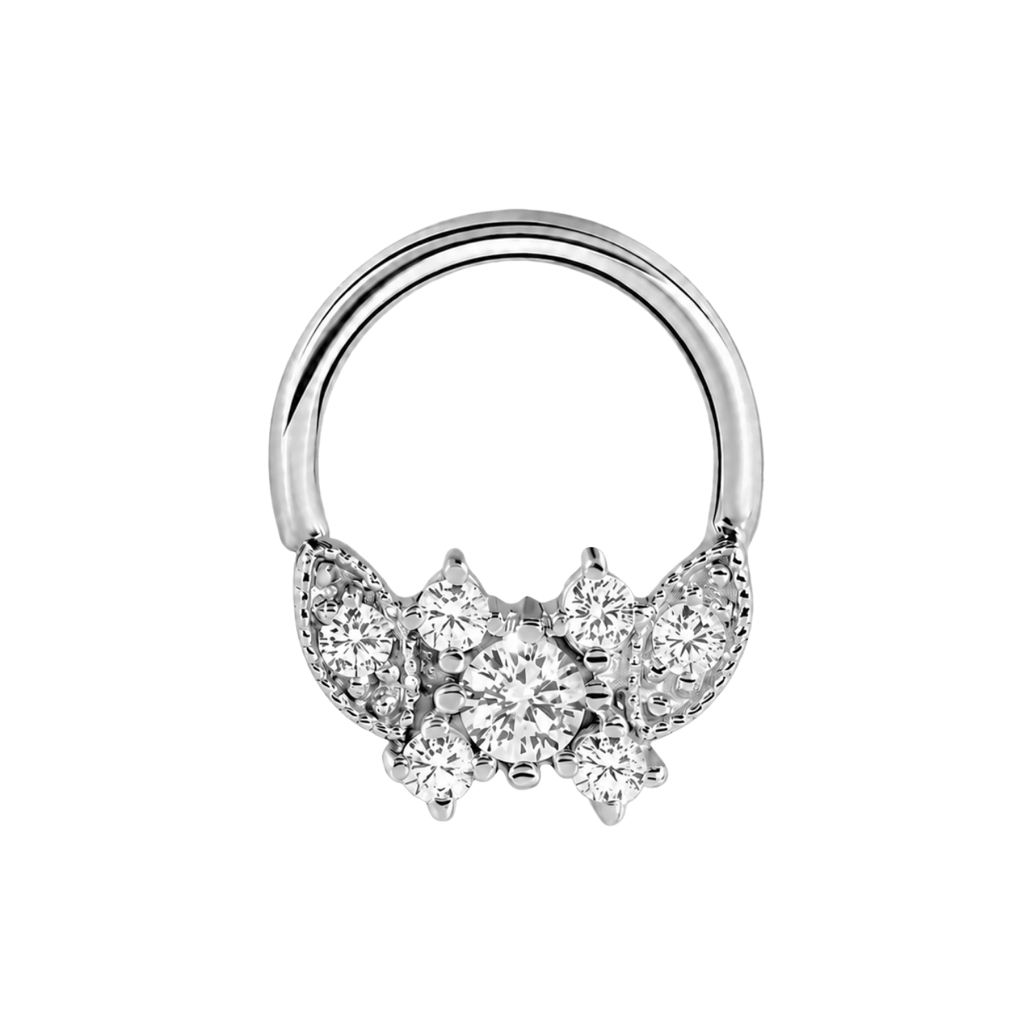 Gemmed Butterfly Seamless Ring – 14K Gold Seven-Gem Design - piercing-zone.com