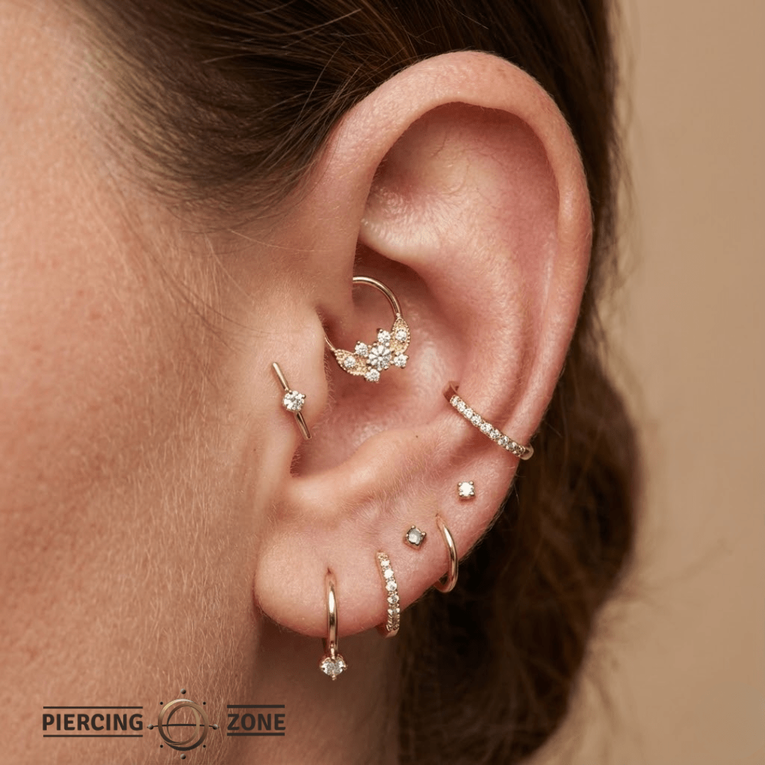 Gemmed Butterfly Seamless Ring – 14K Gold Seven - Gem Design - piercing - zone.com