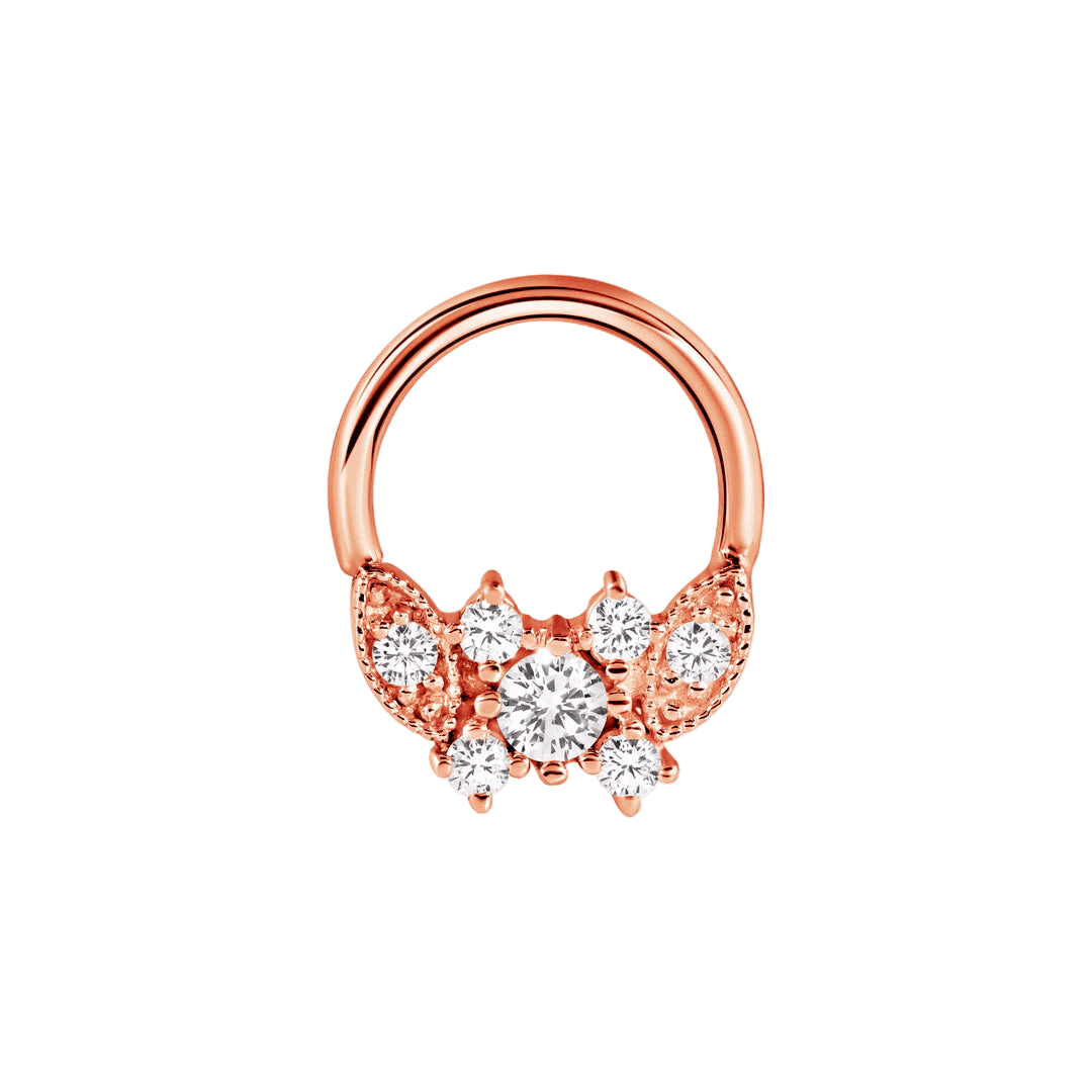 Gemmed Butterfly Seamless Ring – 14K Gold Seven - Gem Design - piercing - zone.com