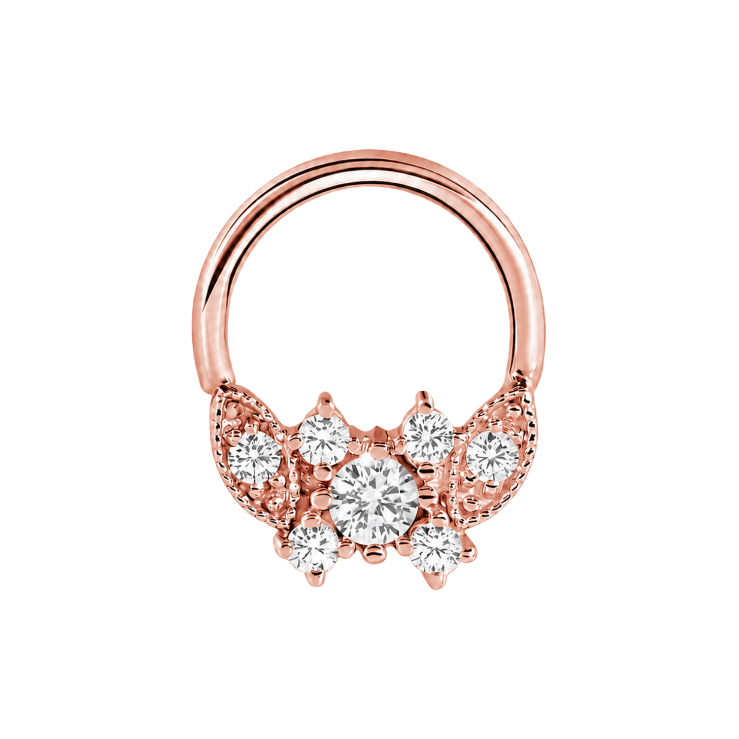 Gemmed Butterfly Seamless Ring – 14K Gold Seven-Gem Design