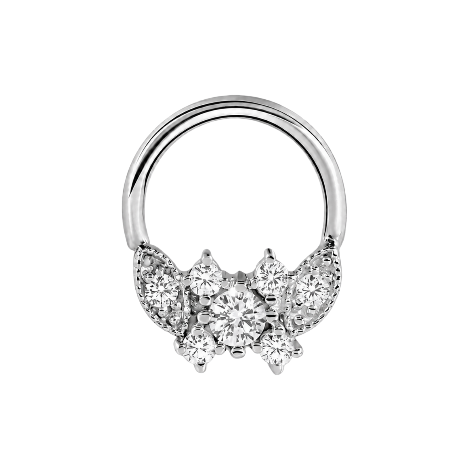Gemmed Butterfly Seamless Ring – 14K Gold Seven-Gem Design