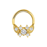 Gemmed Butterfly Seamless Ring – 14K Gold Seven-Gem Design