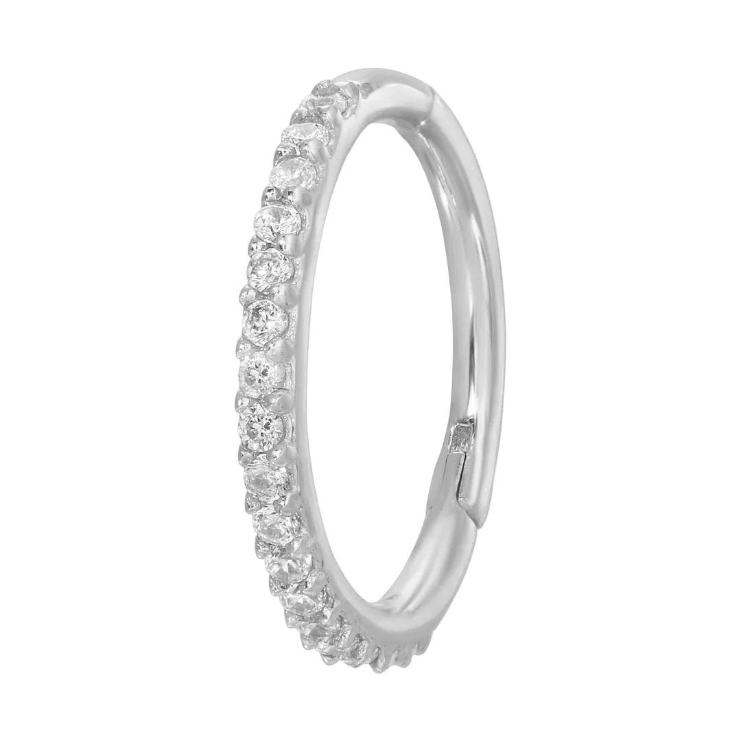 Gemmed Classic Pavé – 14K & 18K Gold Clicker Ring - piercing - zone.com
