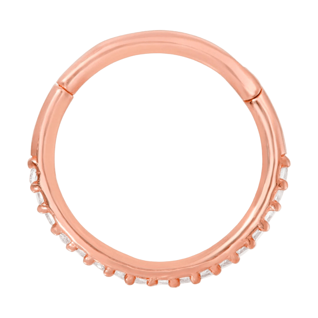 Gemmed Classic Pavé – 14K & 18K Gold Clicker Ring - piercing - zone.com