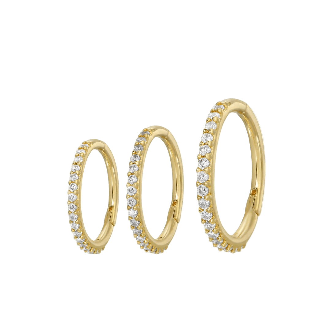 Gemmed Classic Pavé – 14K & 18K Gold Clicker Ring - piercing - zone.com