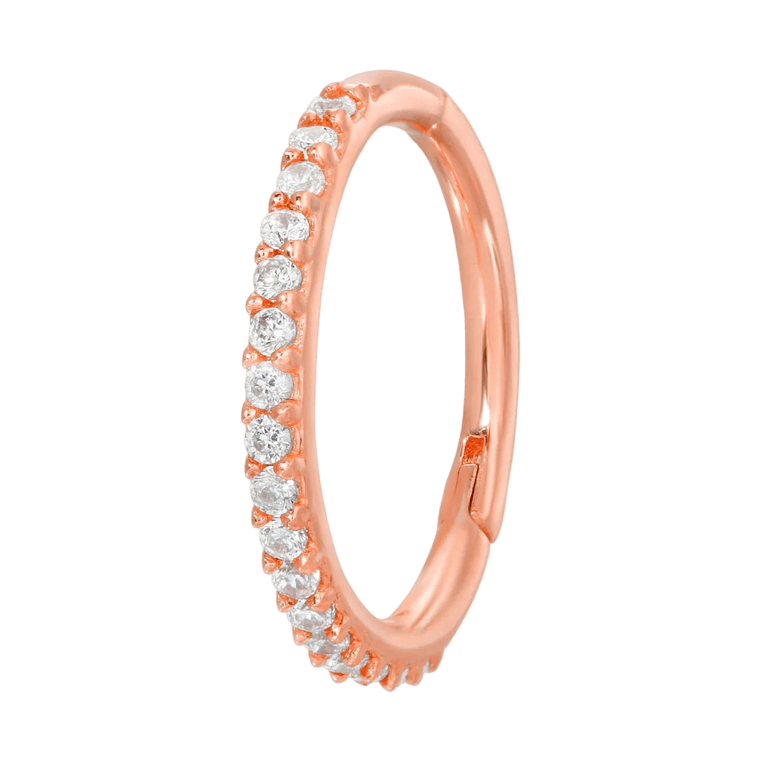 Gemmed Classic Pavé – 14K & 18K Gold Clicker Ring - piercing - zone.com