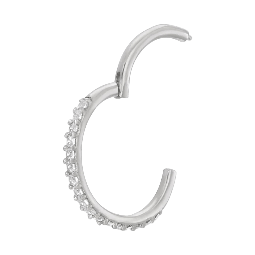 Gemmed Classic Pavé – 14K & 18K Gold Clicker Ring - piercing - zone.com