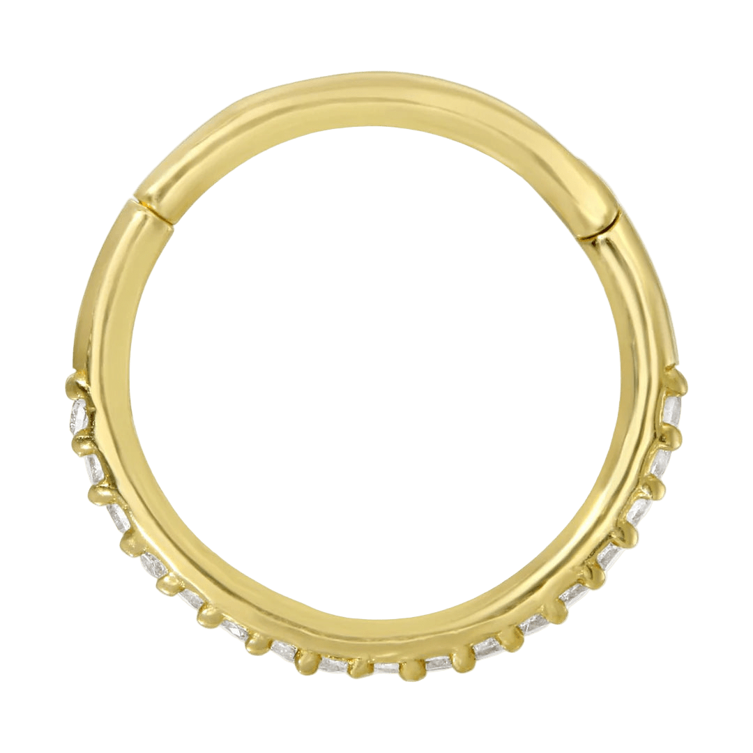 Gemmed Classic Pavé – 14K & 18K Gold Clicker Ring - piercing - zone.com