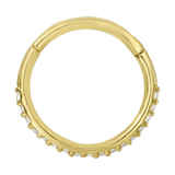 Gemmed Classic Pavé – 14K & 18K Gold Clicker Ring - piercing - zone.com