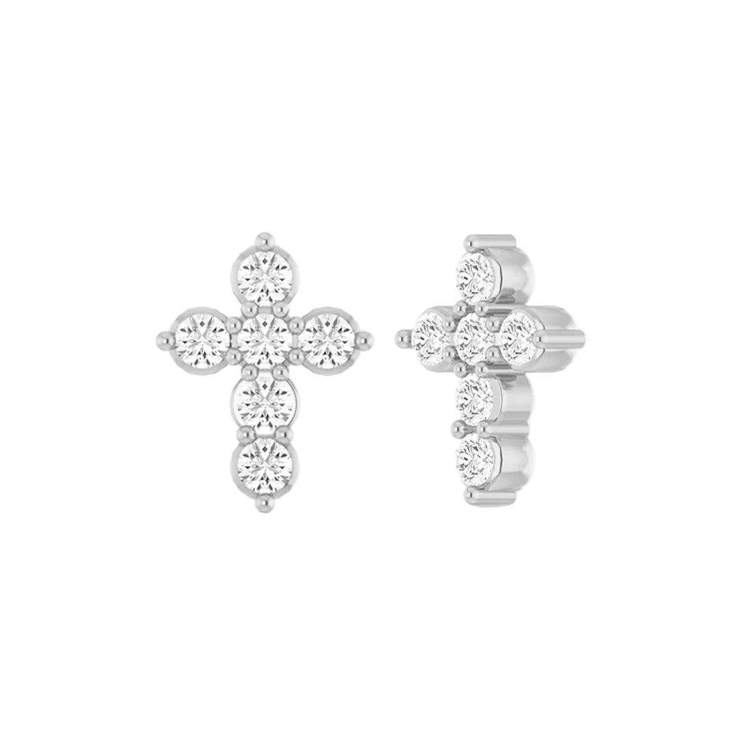 Gemmed Cross – 14K/18K Gold Multi - Stone Threadless End - piercing - zone.com