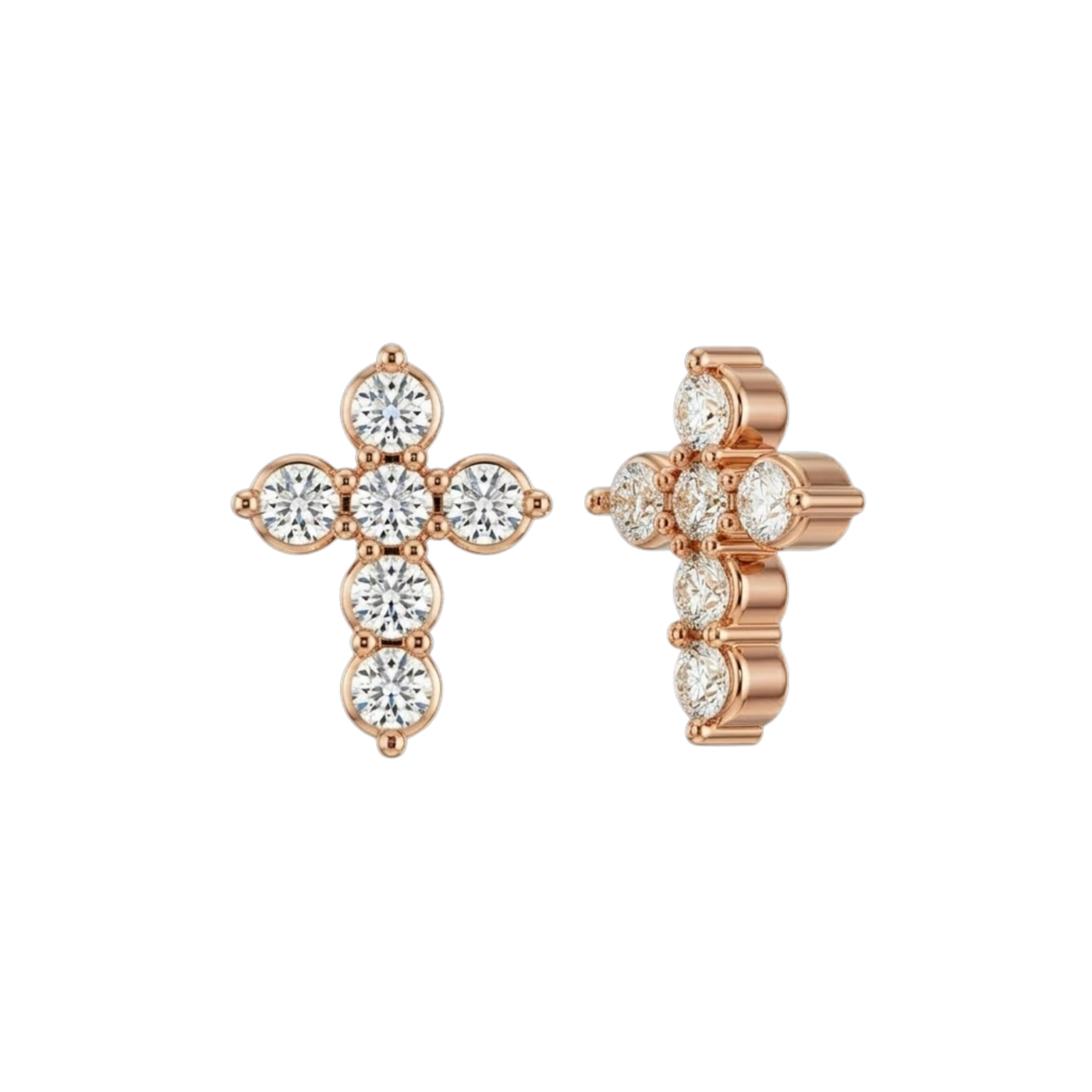 Gemmed Cross – 14K Gold Threadless/Threaded End