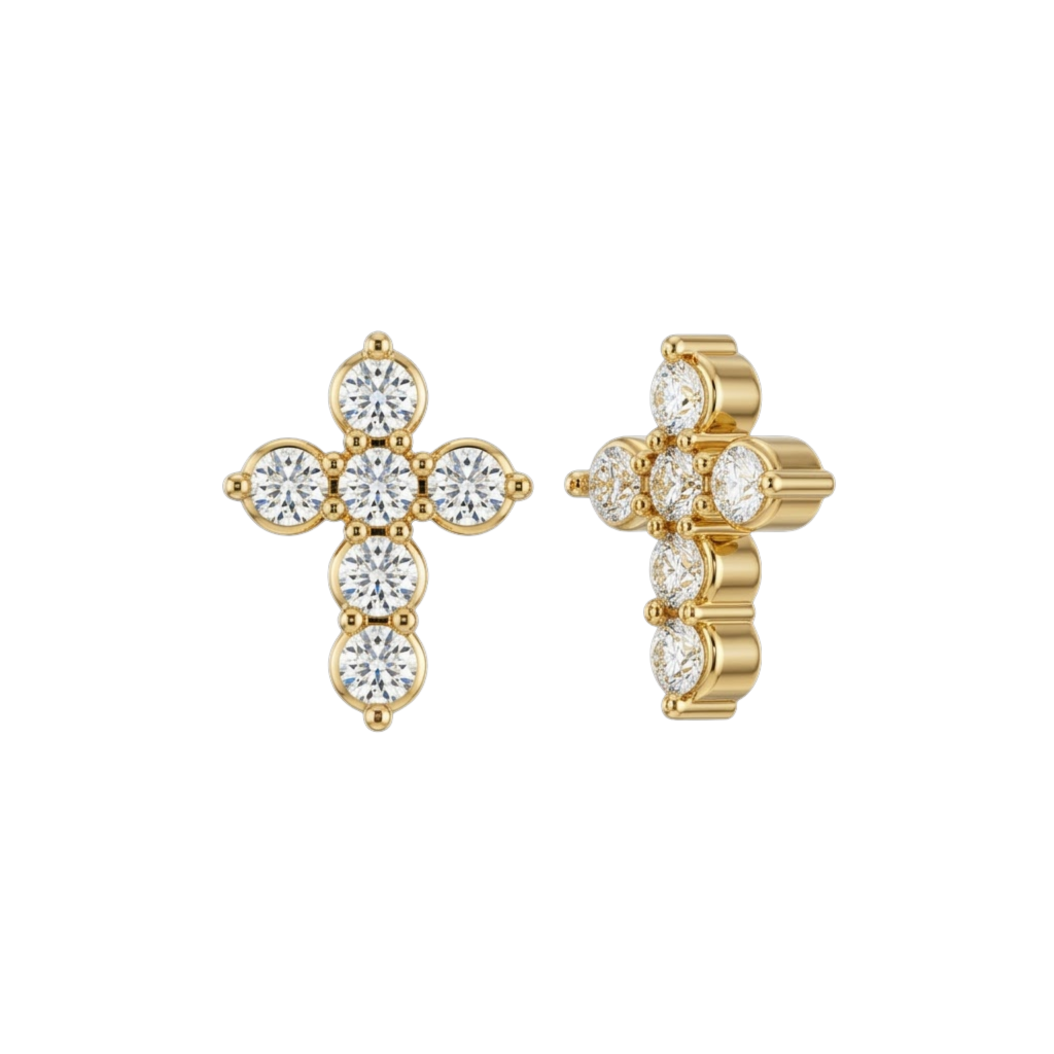 Gemmed Cross – 14K Gold Threadless/Threaded End