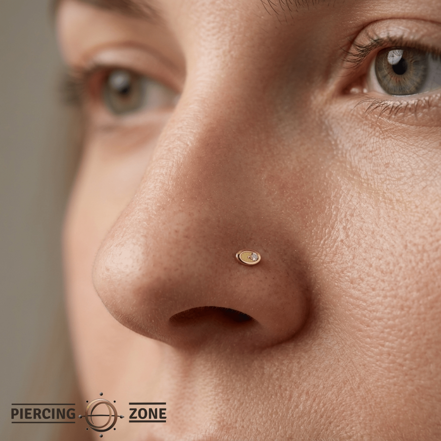 Gemmed Oval – 14K Gold Threadless/Threaded End - piercing - zone.com