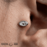 Gemmed Oval – 14K Gold Threadless/Threaded End - piercing - zone.com