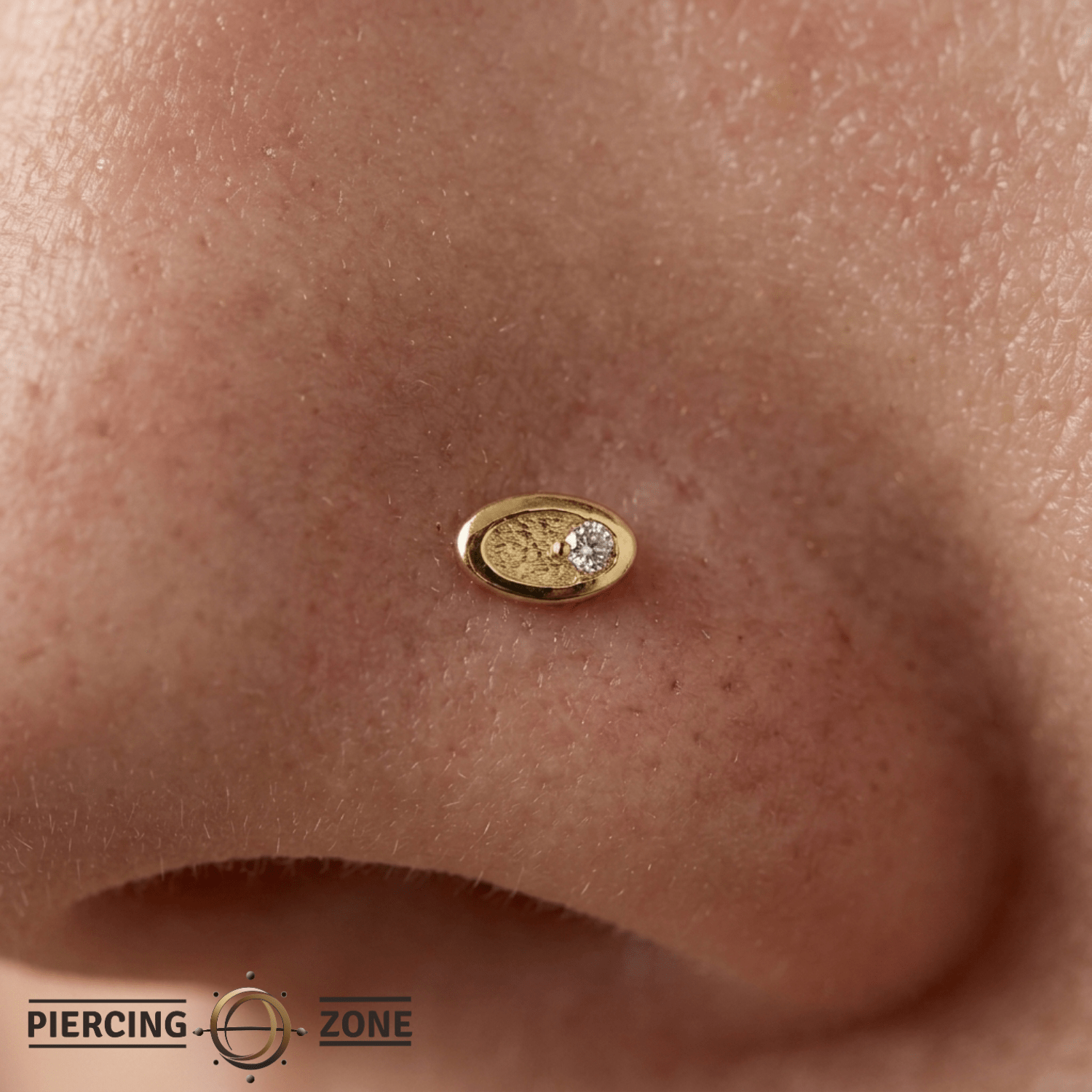 Gemmed Oval – 14K Gold Threadless/Threaded End - piercing - zone.com