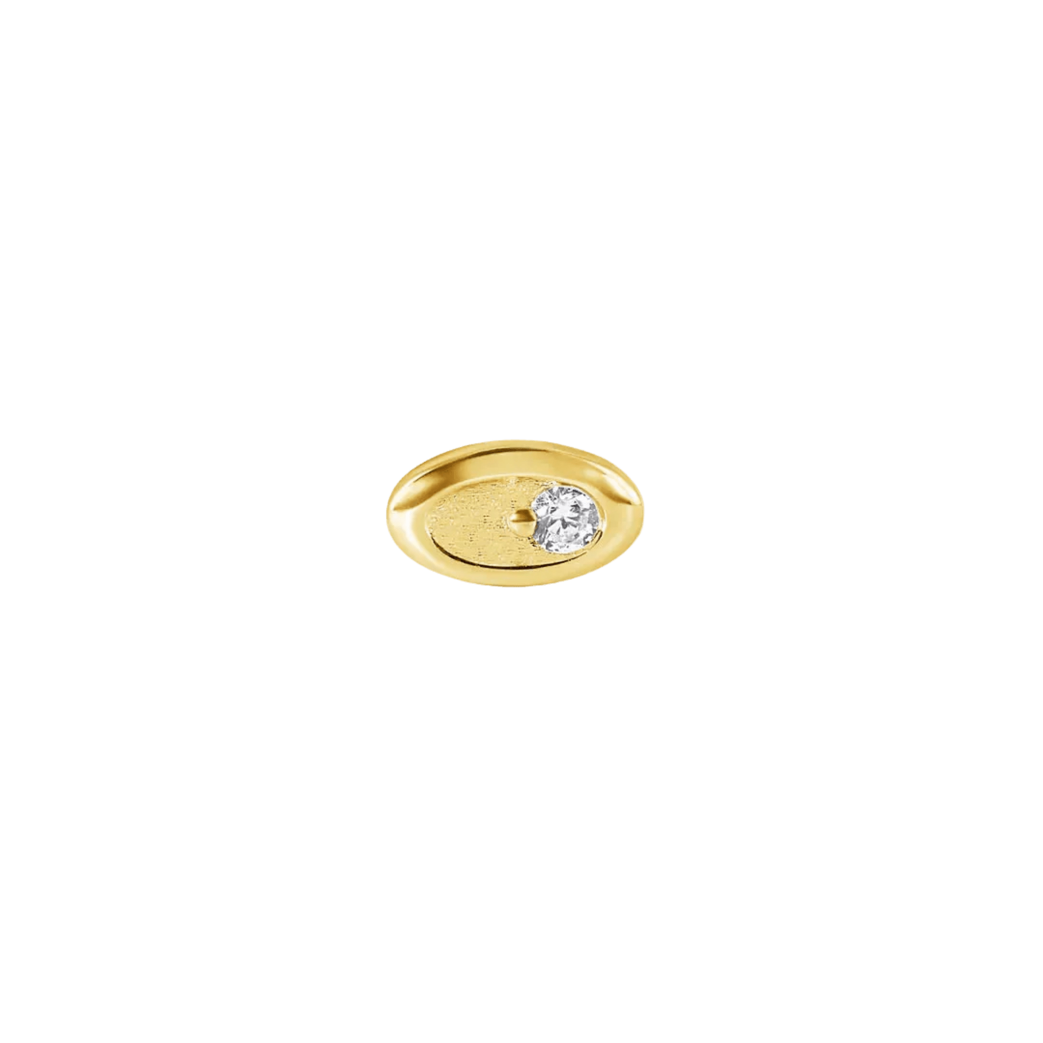 Gemmed Oval – 14K Gold Threadless/Threaded End - piercing-zone.com