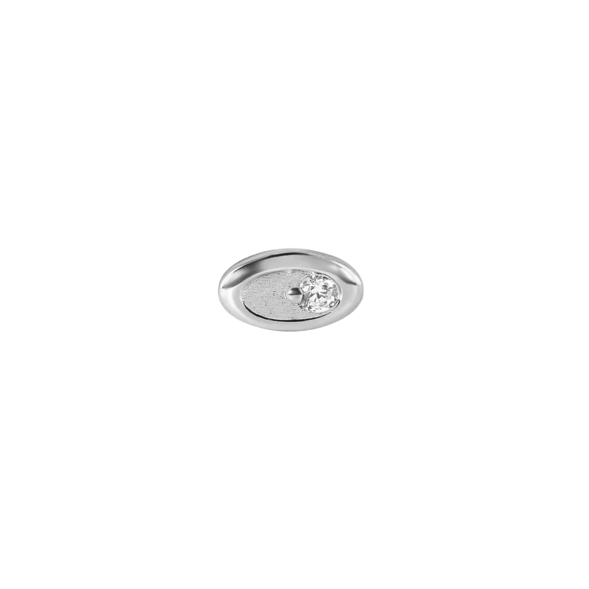 Gemmed Oval – 14K Gold Threadless/Threaded End - piercing-zone.com
