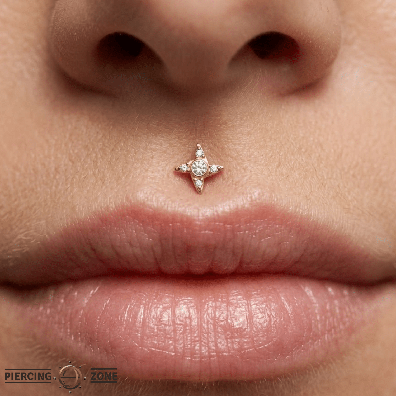 Gemmed Shuriken – 14K Gold Threadless/Threaded End - piercing - zone.com