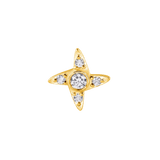Gemmed Shuriken – 14K Gold Threadless/Threaded End - piercing-zone.com