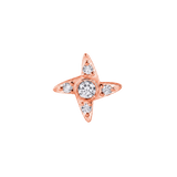 Gemmed Shuriken – 14K Gold Threadless/Threaded End - piercing-zone.com
