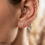 Gemmed Shuriken – 14K Gold Threadless/Threaded End - piercing - zone.com