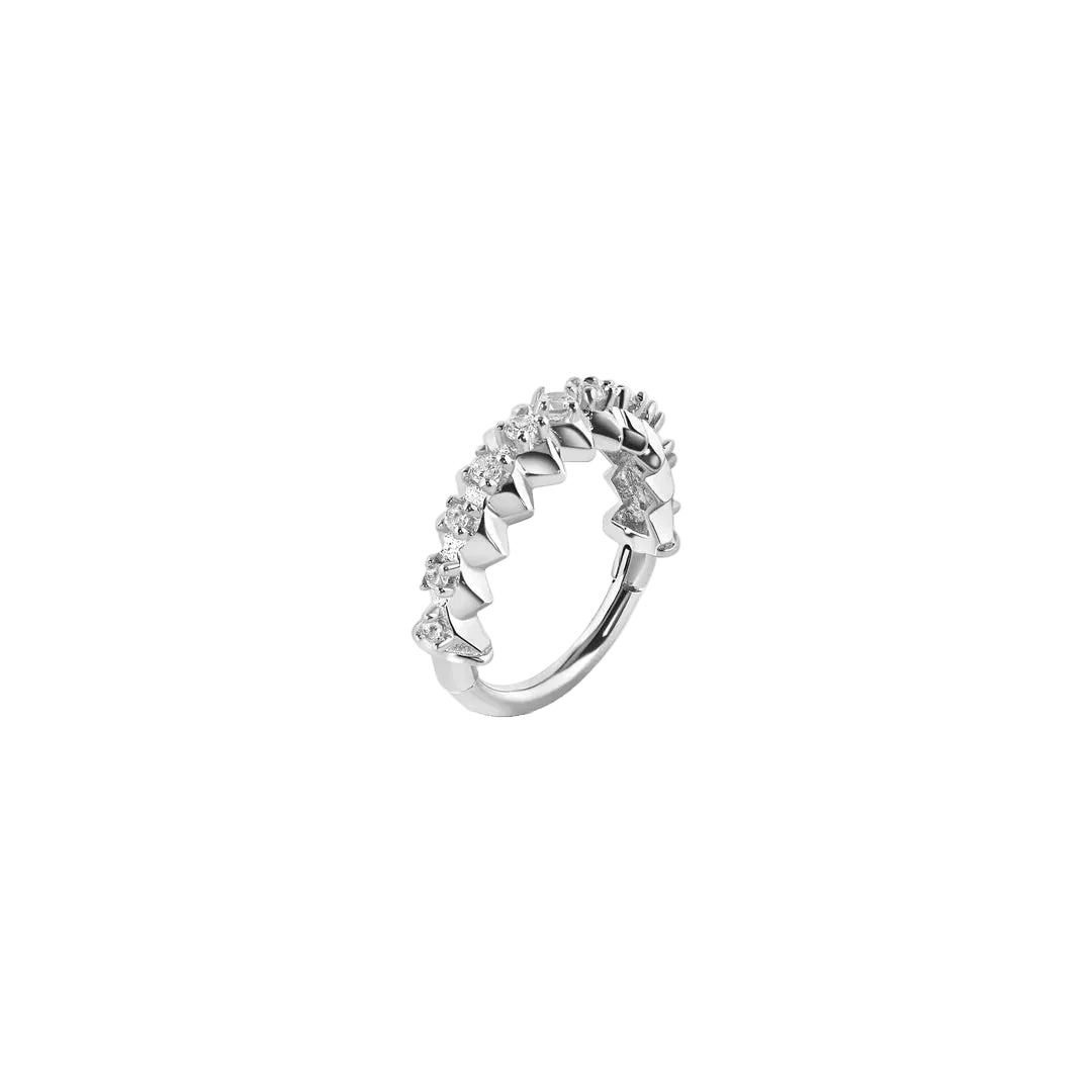 Gemmed Spikes Clicker - 14K/18K Gold Gem Clicker Ring - piercing - zone.com