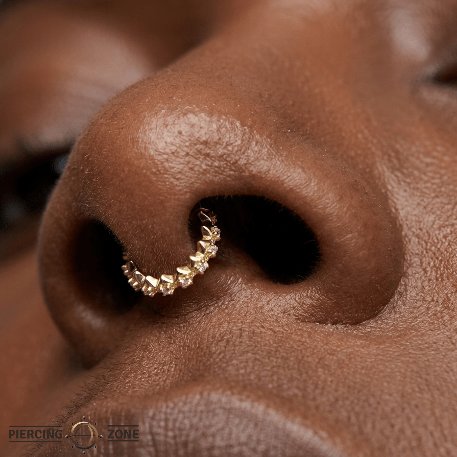 Gemmed Spikes Clicker - 14K/18K Gold Gem Clicker Ring - piercing - zone.com