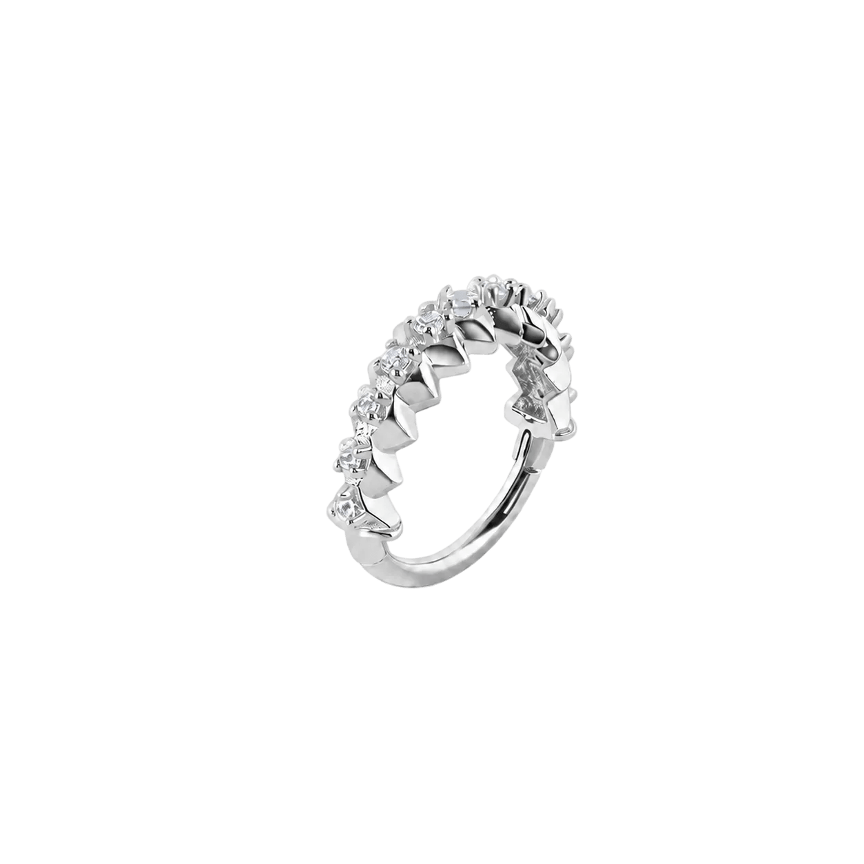 Gemmed Spikes Clicker - 14K/18K Gold Gem Clicker Ring - piercing-zone.com