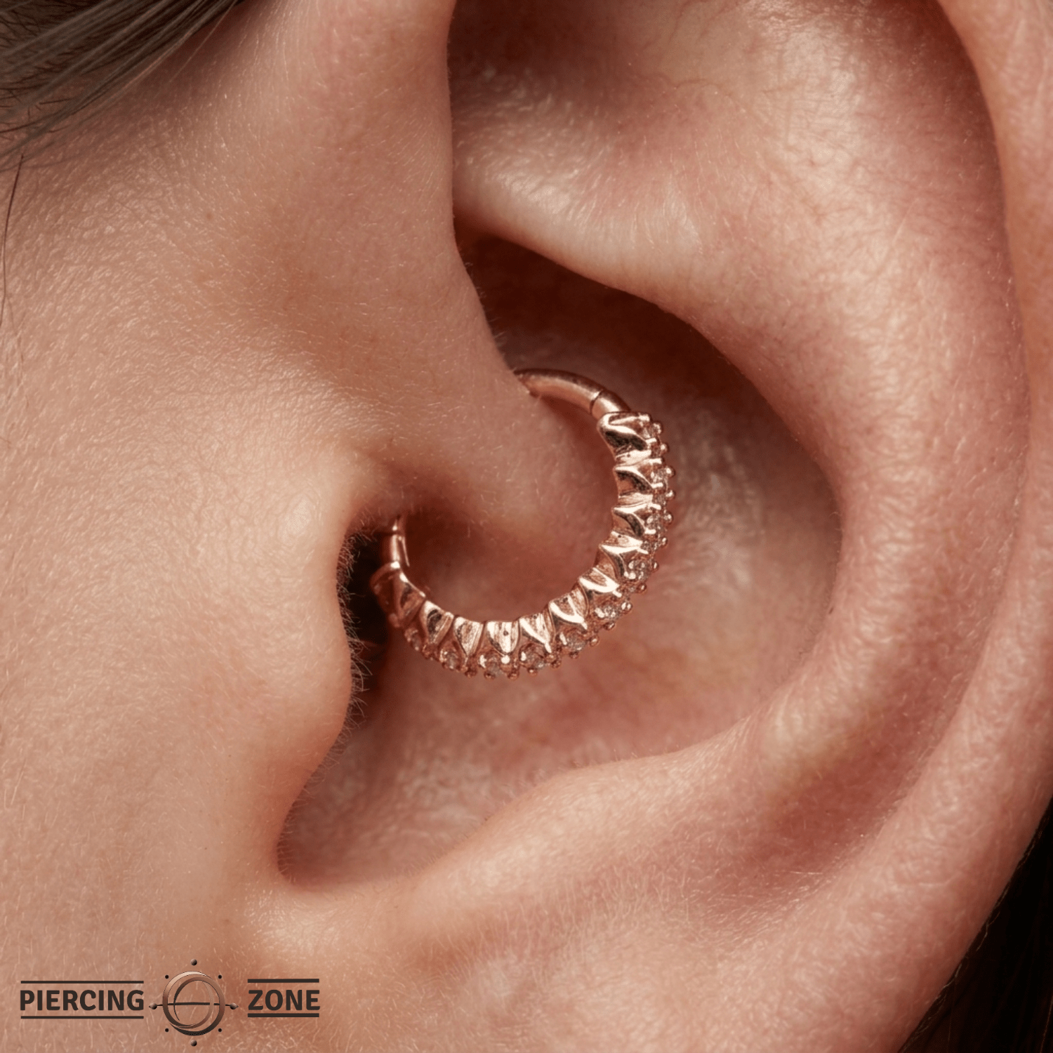Gemmed Spikes Clicker - 14K/18K Gold Gem Clicker Ring - piercing - zone.com