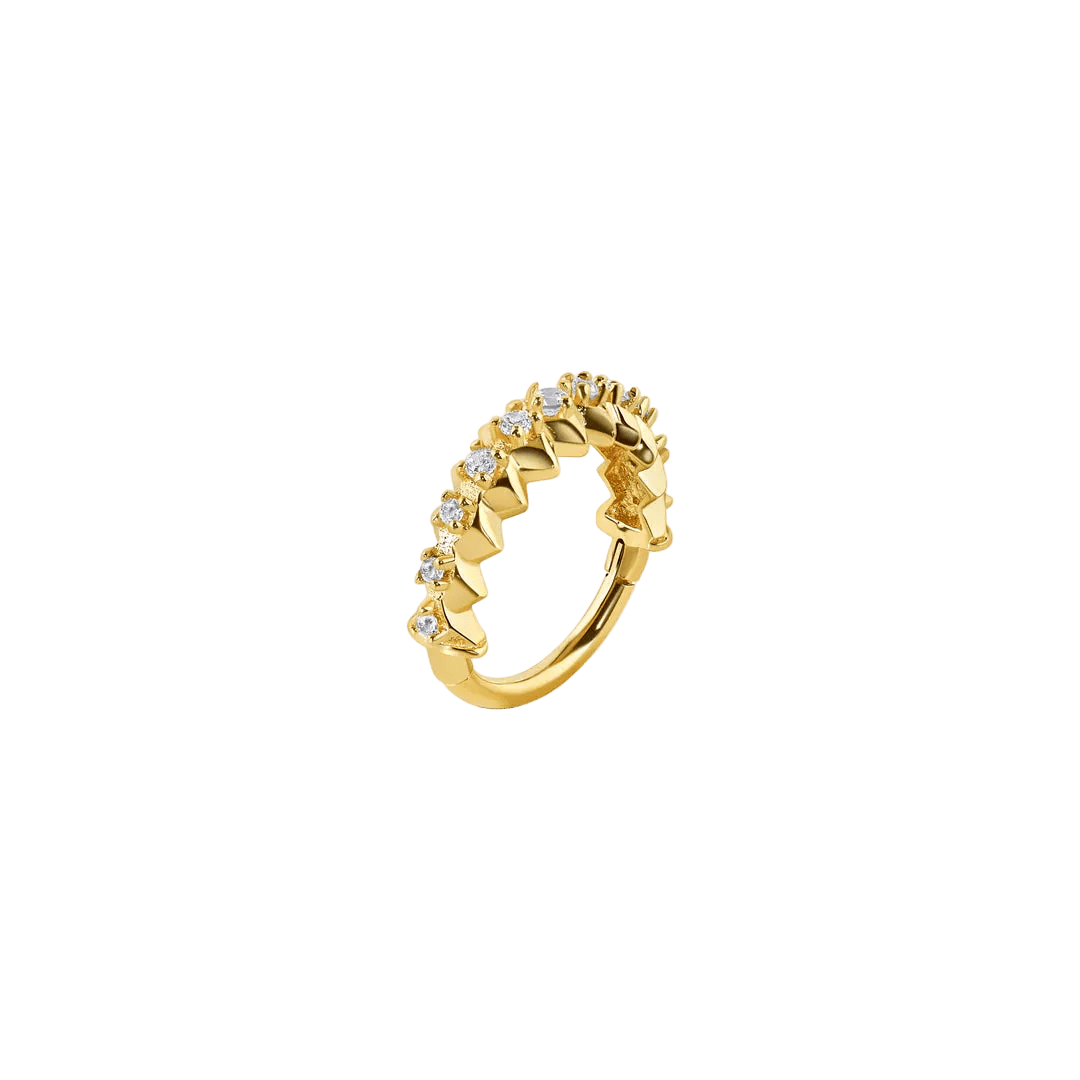 Gemmed Spikes Clicker - 14K/18K Gold Gem Clicker Ring - piercing - zone.com