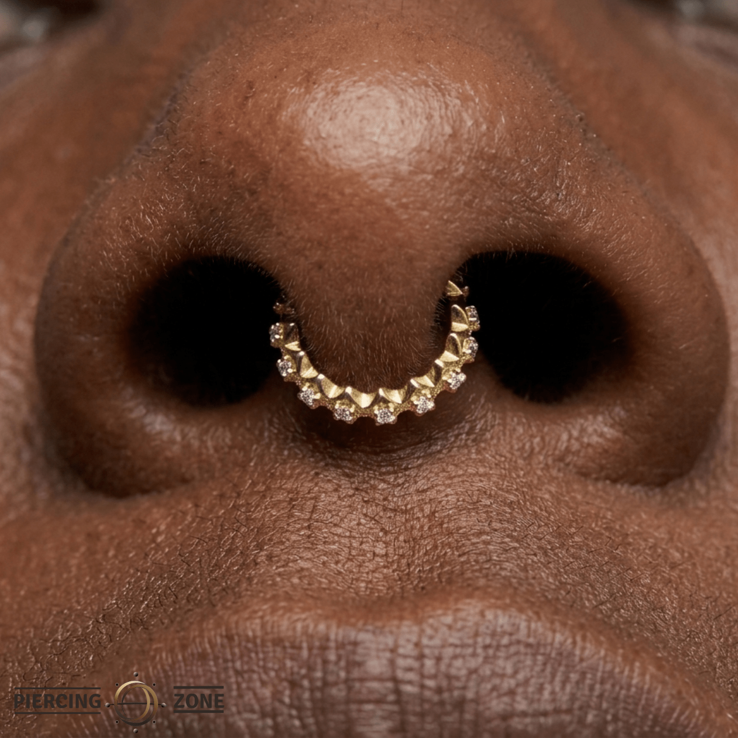 Gemmed Spikes Clicker - 14K/18K Gold Gem Clicker Ring - piercing - zone.com
