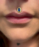 Genevive – 14K Gold Blue CZ Oval Threadless End - piercing - zone.com
