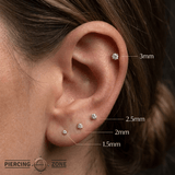 Genuine White Diamond Prong – 14K Gold Threadless End - piercing - zone.com