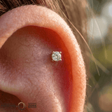 Genuine White Diamond Prong – 14K Gold Threadless End - piercing - zone.com