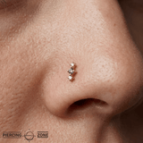 Ghost Flower – Grey Diamond & CZ – 14K Gold Threadless End - piercing - zone.com