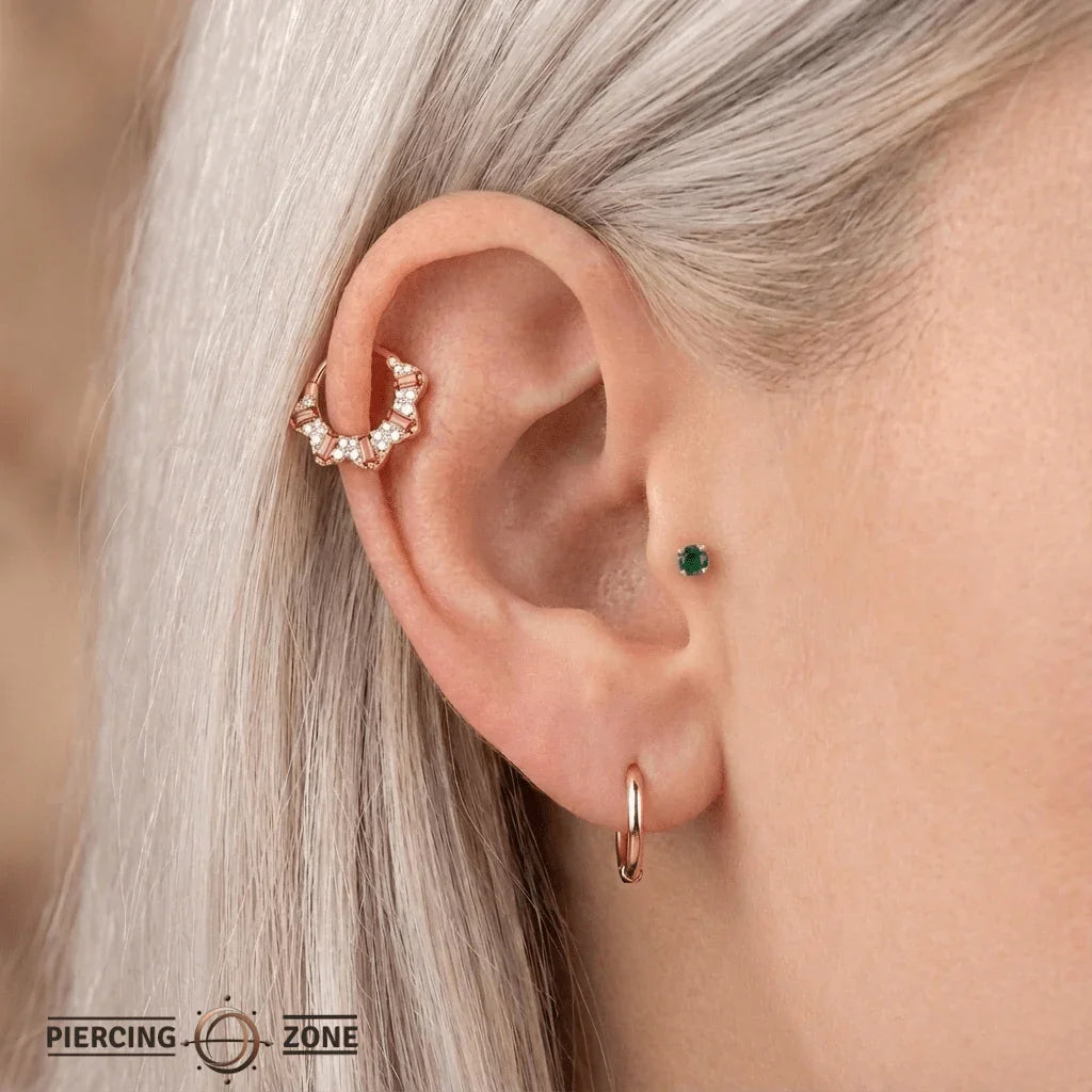 Gilty Pleasure – Garnet + Diamond – 14K Gold Clicker - piercing - zone.com