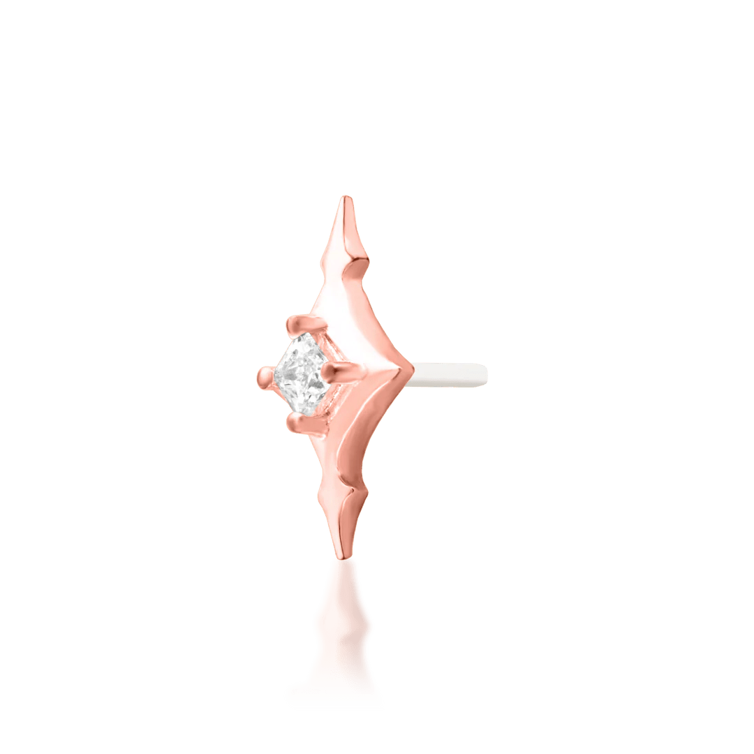 Ginia – White CZ Starpoint – 14K Gold Threadless End - piercing - zone.com