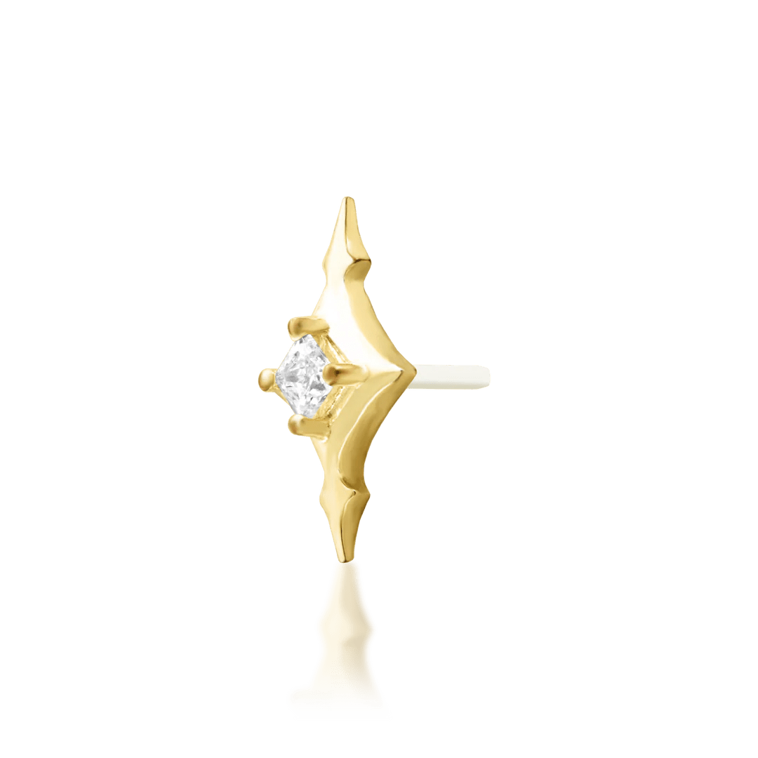 Ginia – White CZ Starpoint – 14K Gold Threadless End - piercing - zone.com