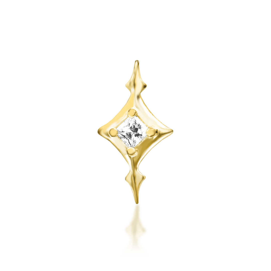 Ginia – White CZ Starpoint – 14K Gold Threadless End - piercing - zone.com