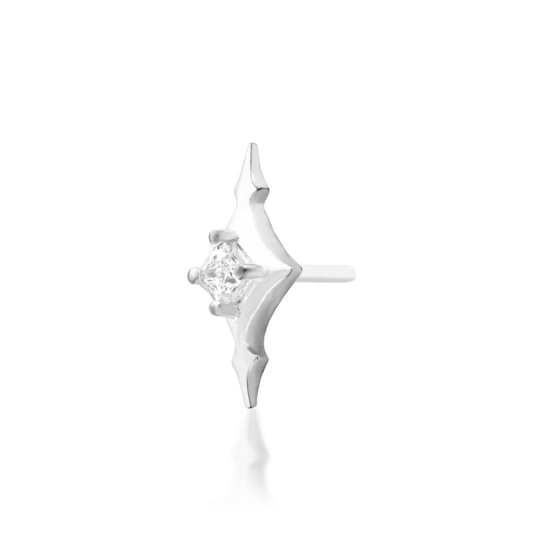 Ginia – White CZ Starpoint – 14K Gold Threadless End - piercing - zone.com
